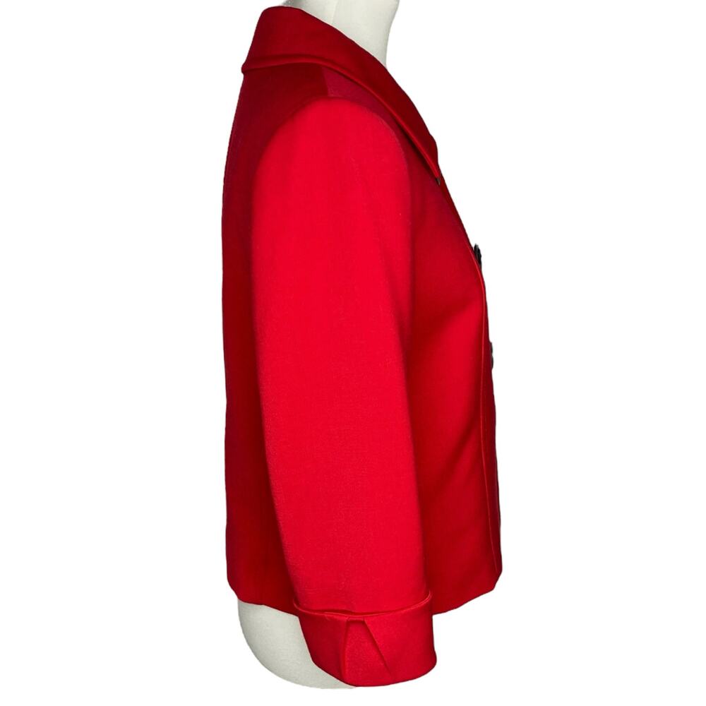 Tahari ASL Cropped Blazer Red Button Snaps Sz 6 Jacket Valentines Day Pop of Red - Picture 8 of 15